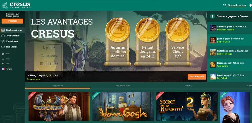 Cresus Casino interface